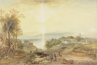 Dorf am Ufer eines Sees